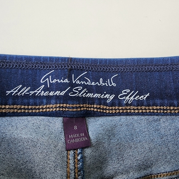Gloria Vanderbilt All Around Slimming Effect Straight Blue Jeans 32x25 Cropped 8 - Picture 6 of 10